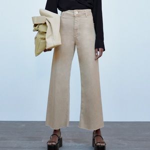 NWT Zara Wide Leg Tan Jeans